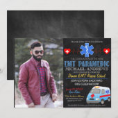 Paramedische EMT Afstuderen Invitation Kaart (Voorkant / Achterkant)