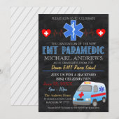 Paramedische EMT Afstuderen Invitation Kaart (Voorkant / Achterkant)
