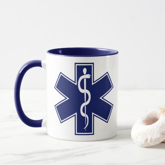 Paramedische EMT EMS Cross met aangepaste kleuren Mok (Met donut)