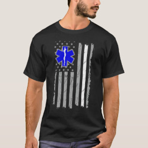 Paramedische EMT USA Vlag 4 juli Ambulance Atten T-shirt