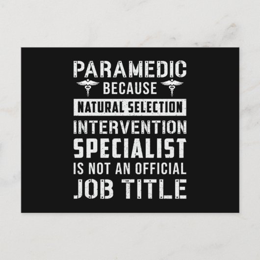 Paramedische omdat natuurlijke selectie een briefkaart (Voorkant)