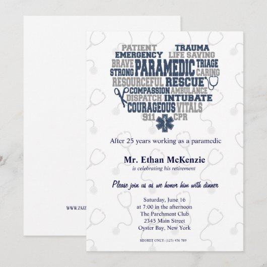 Paramedische pensionering Denim textuur Kaart (Voorkant / Achterkant)