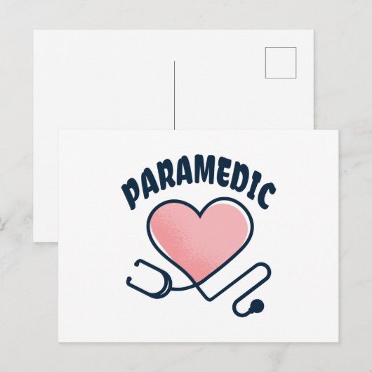 Paramedische stethoscoop met hart briefkaart (Voorkant / Achterkant)