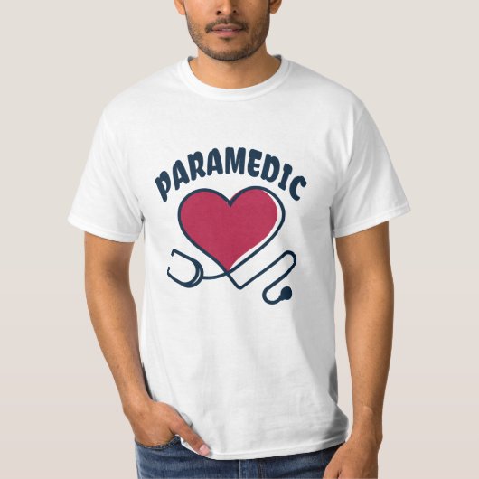 Paramedische stethoscoop met hart t-shirt (Voorkant)