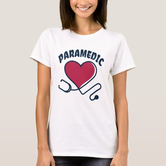 Paramedische stethoscoop met hart t-shirt (Voorkant)