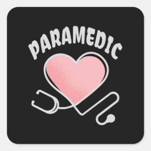 Paramedische stethoscoop met hartpleister vierkante sticker