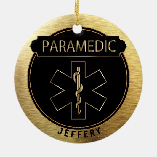 Paramedische 🚑 - UpScale Black en Gold Keramisch Ornament (Achterkant)