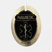 Paramedische 🚑 - zwart en goud metalen ornament (Voorkant links)