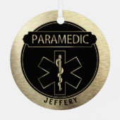 Paramedische 🚑 - zwart en goud metalen ornament (Achterkant)