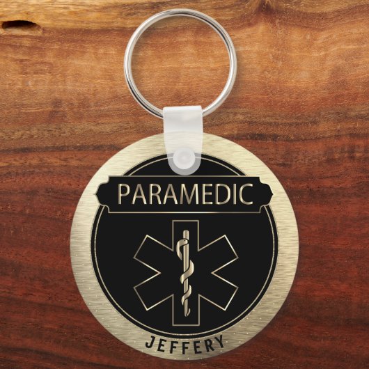 Paramedische 🚑 - zwart en goud sleutelhanger (Voorkant)