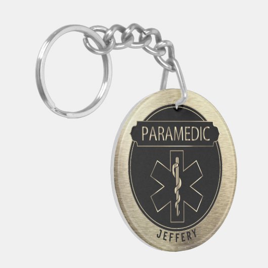 Paramedische 🚑 - zwart en goud sleutelhanger (Voorkant Links)