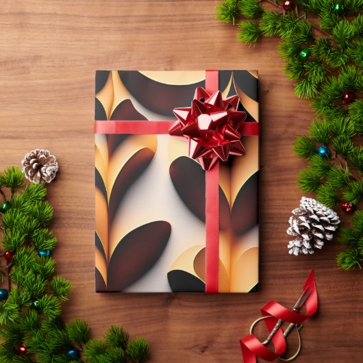 Parametrische 3D Bloemen Goud Modern Mozaïekpatroo Cadeaupapier (Feestdagen Geschenken)