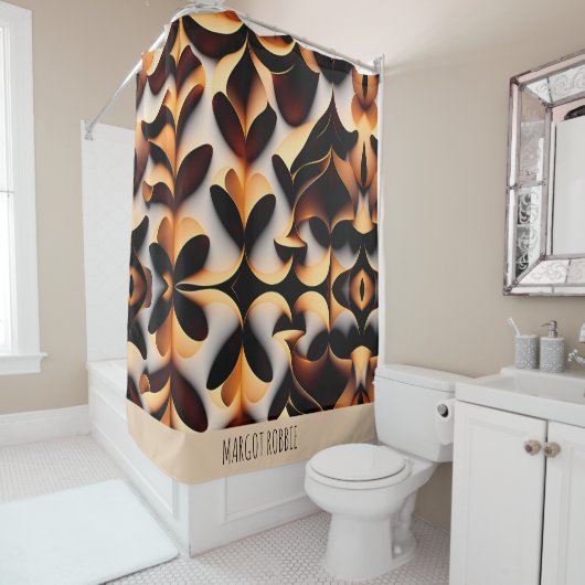 Parametrische 3D Bloemen Goud Modern Mozaïekpatroo Douchegordijn (In situ)