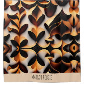 Parametrische 3D Bloemen Goud Modern Mozaïekpatroo Douchegordijn (Voorkant)