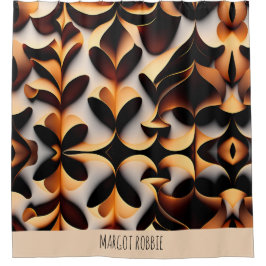 Parametrische 3D Bloemen Goud Modern Mozaïekpatroo Douchegordijn