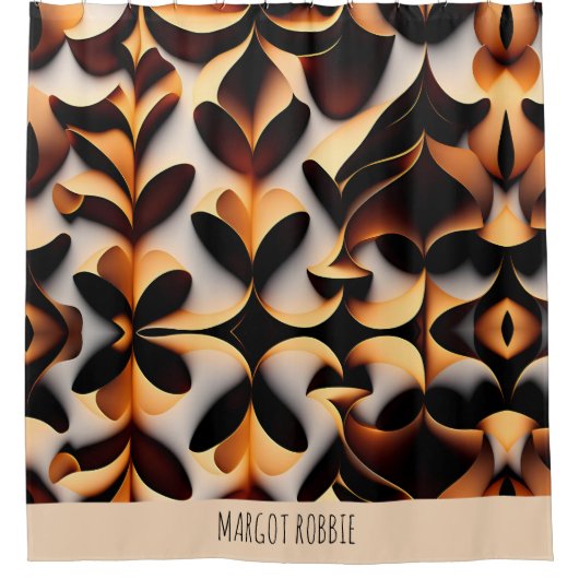 Parametrische 3D Bloemen Goud Modern Mozaïekpatroo Douchegordijn (Voorkant)