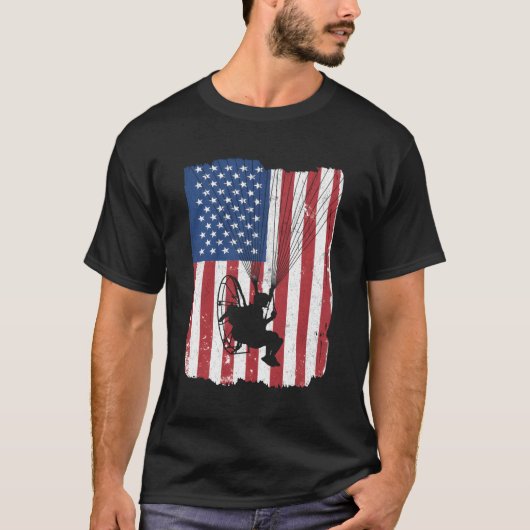 Paramotor Pilot Aangedreven Paraglider USA America T-shirt (Voorkant)