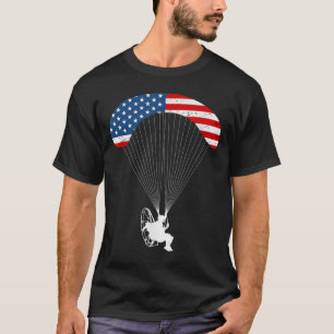 Paramotor Pilot American Flag  Paramoto T-shirt