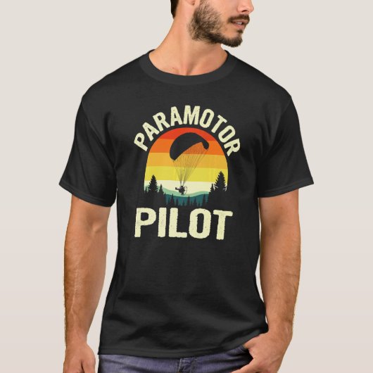 Paramotor Pilot Retro Sunset  Paramotor Par T-shirt (Voorkant)