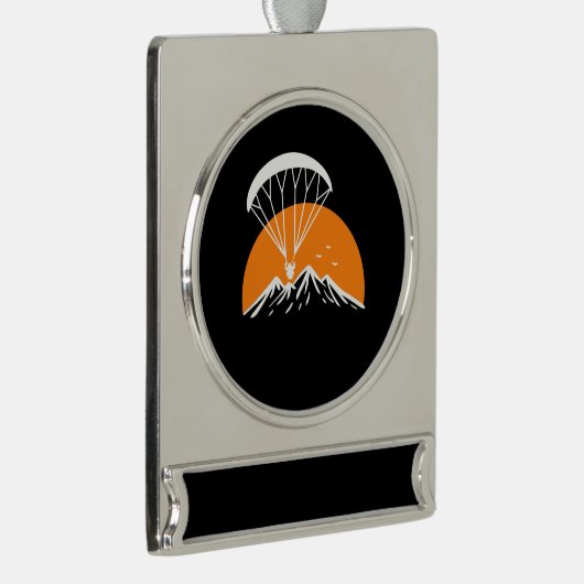 Paramotoring Retro  Verzilverd Banner Ornament (Rechts)