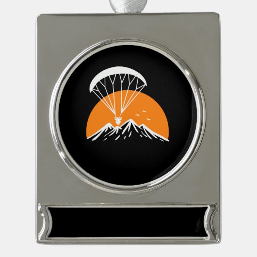 Paramotoring Retro  Verzilverd Banner Ornament (Voorkant)
