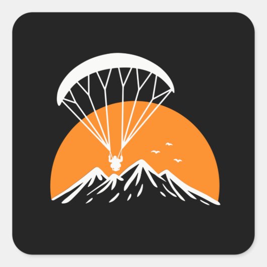 Paramotoring Retro Vierkante Sticker (Voorkant)