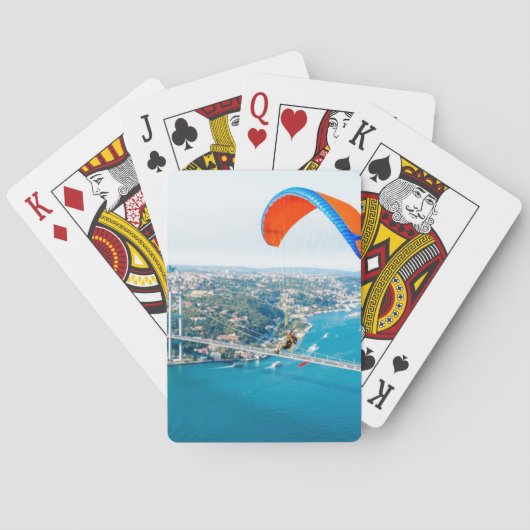 Paramotors piloten die over de Bosphorus vliegen Pokerkaarten (Achterkant)
