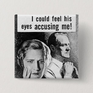  paranoia vierkante button 5,1 cm