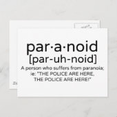 Paranoïde definitie briefkaart (Voorkant / Achterkant)