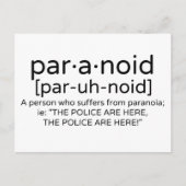 Paranoïde definitie briefkaart (Voorkant)