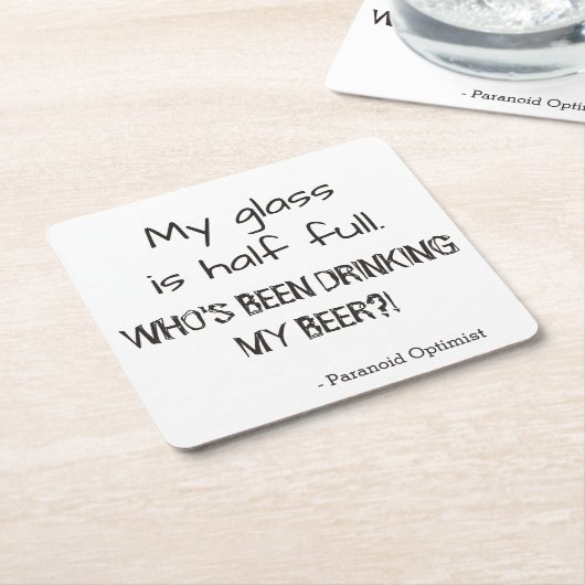 Paranoïde optimist Grappig Quote Beer Kartonnen Onderzetters (Schuin)