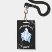 Paranormaal Onderzoeker Ghost & Cobwebs Zwart Badge (Voorzijde met lanyard)
