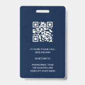 Paranormaal onderzoeker Navy Blue QR-code foto ID Badge (Achterkant)