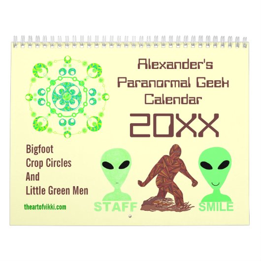 Paranormal Geek 20XX Bigfoot Aliens Graancirkels Kalender (Hoes)