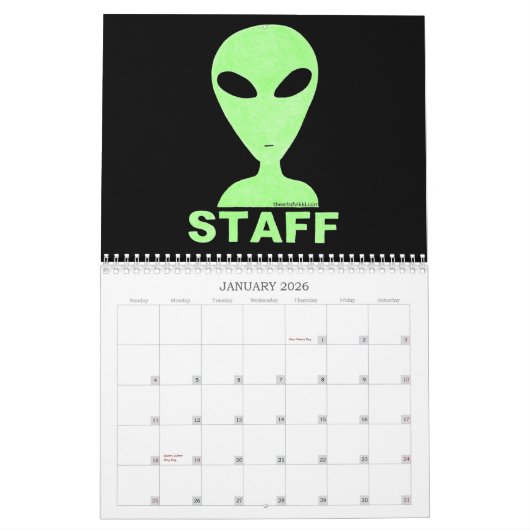 Paranormal Geek 20XX Bigfoot Aliens Graancirkels Kalender (Jan 2026)