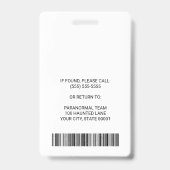 Paranormal Investigator Company Employee Photo ID Badge (Back)