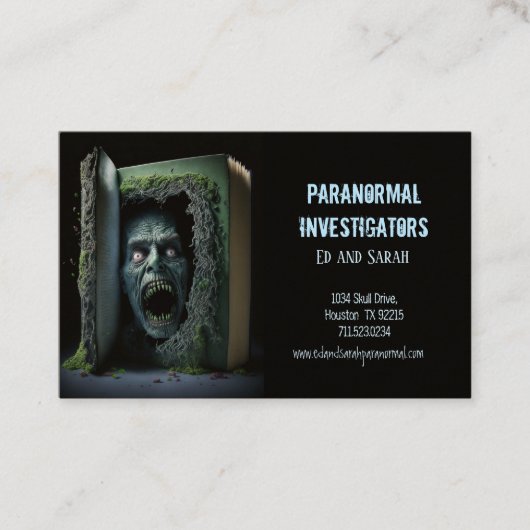 Paranormal Investigator Haunted Horror Book Visitekaartje (Voorkant)