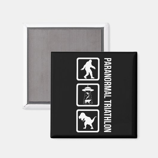 Paranormal Triathlon - Funny Cryptozoology Magneet (Voorkant / Achterkant)