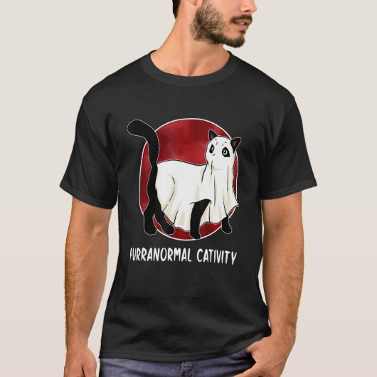 Paranormale Activiteit Kat Lover Spooky Ghost Kitt T-shirt (Voorkant)