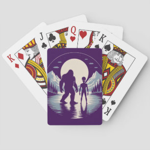 Paranormale Bigfoot Alien UFO Cryptid Kunst Pokerkaarten