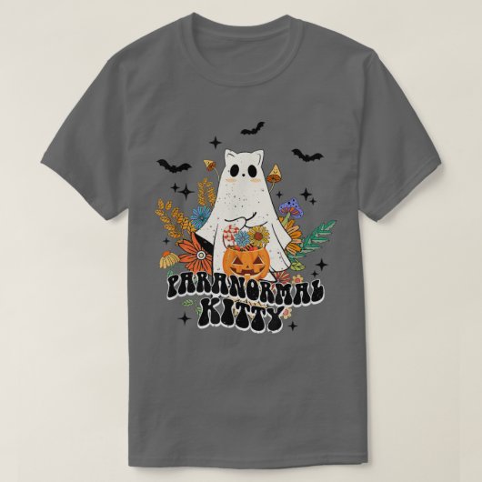 Paranormale Kat Hippie Retro Halloween Costume Ca T-shirt (Design voorkant)