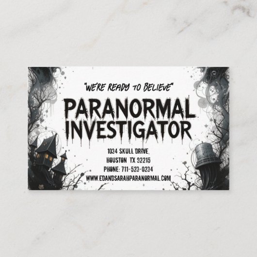 Paranormale onderzoeker achtervolgd visitekaartje (Achterkant)