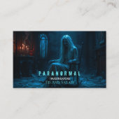 Paranormale onderzoeker achtervolgt spookvrouw visitekaartje (Voorkant)