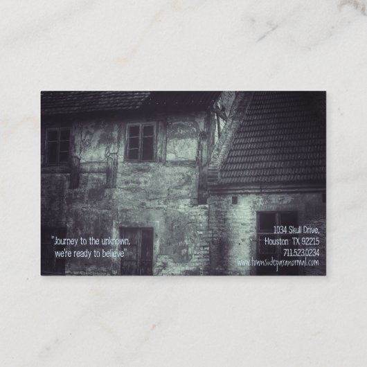 Paranormale onderzoeker Gehakt Visitekaartje (Achterkant)