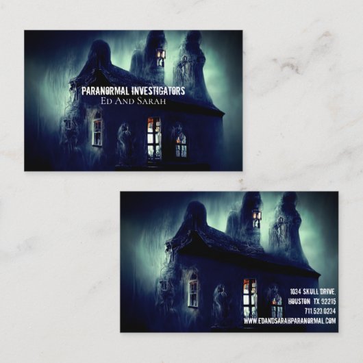 Paranormale onderzoeker Gehaunde Cabine Visitekaartje (Voorkant / Achterkant)