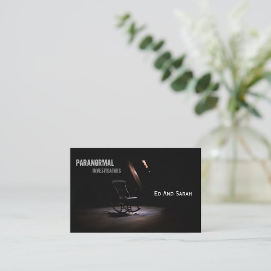 Paranormale onderzoeker Gevoelige Stoel Attisch Visitekaartje (Staand voorkant)