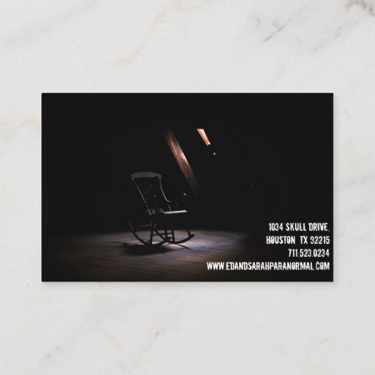 Paranormale onderzoeker Gevoelige Stoel Attisch Visitekaartje (Achterkant)