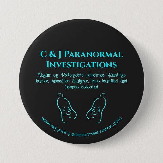 Paranormale onderzoeker met geest logo ronde button 7,6 cm (Voorkant)