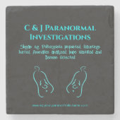 Paranormale onderzoeker met geest logo stenen onderzetter (Voorkant)