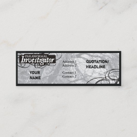 Paranormale onderzoeker mini visitekaartje (Voorkant)